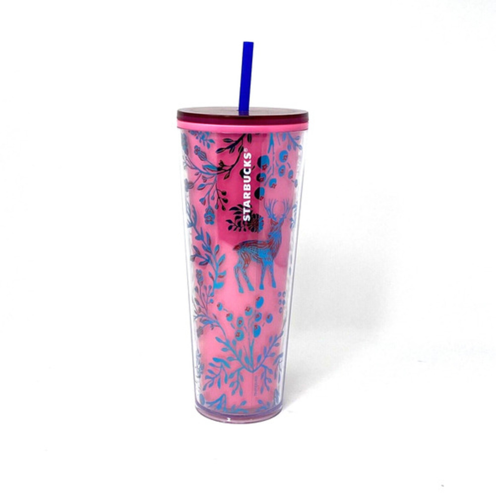 Starbucks 2022‎ Holiday Tumbler Changing Color Deer Pink 24oz Cold Cup